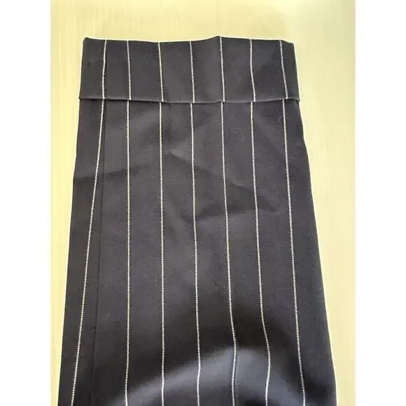 Lauren Ralph Lauren Black Label Pleated Navy Pinstripe Cuffed High Waist Sz 4 - Picture 12 of 14